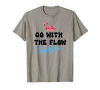 Go with The Flow Pink Flamingo Beach Vacation Summer Vibes Maglietta