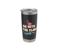 Go With the Flow Pink Flamingo Summer Vibes Beach Vacation Bicchiere termico in acciaio inox doppia parete
