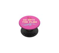 Go With the Flow Pink Flamingo Summer Vibes Beach Vacation PopSockets PopGrip Adesivo