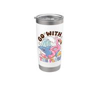 Go With The Flow Shark Pool Day Saying Bicchiere termico in acciaio inox doppia parete