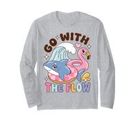 Go with The Flow Shark Pool Day Saying Maglia a Manica