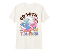 Go with The Flow Shark Pool Day Saying Maglietta Premium