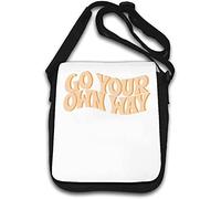 Go Your Own Way - Borsa a tracolla con logo ondulato, colore: Bianco
