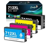 Goadper 712XL 712 Cartuccia d'inchiostro Compatible per HP 712xl 3ED67A 3ED68A 3ED69A 3ED70A 3ED71A Cartuccias per HP DesignJet Studio T250 T650 T630 T230 （Nero, Giallo,Magenta,Ciano）
