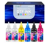 Goadper DTF Inchiostro per DTF Film Trasferimento Inchiostro compatibile per Epson ET-8550, ET-8500, ET-2850, XP-15000, XP600, DX7, DX5, R2400, R1390, L1800, L800, 1430, I3200 (6X 100 ml. 2WH/C/M/Y/K)