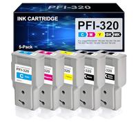 Goadper PFI-320 Cartuccia d'inchiostro 300ml Compatibile per Canon PFI-320 PFI-320MBK PFI-320BK PFI-320Y PFI-320C PFI-320M per TM-255 TM-350 TM-355 TM-300 TM-305 TM-200 TM-205 TM-250（5 pack）
