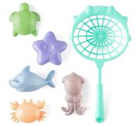GoaePode Giocattoli da bagno per bambini senza fori, colore cangiante animali marini con rete, vasca da bagno senza muffa, giocattolo per piscina per bambini, giochi acquatici, doccia