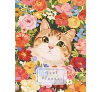 Goal Planner: 100 Pages of Goal Setting, Action Steps & Notes | Vibrant Floral Cat Aesthetic Productivity Journal