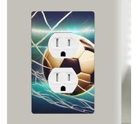 Goal Soccer - Placca da parete singola duplex decorativa per interruttore della luce, in plastica, decorazione per casa, camera da letto, cucina, 11,4 x 7,5 cm, dimensioni standard