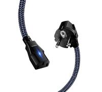 Goalfish - Cavo di alimentazione universale a 3 poli, 7,5 m, in nylon intrecciato (CEE 7/7 su C13), cavo di alimentazione con VDE per monitor, PC, stampanti, scanner, TV, schermo, proiettore