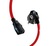 Goalfish - Cavo di alimentazione universale per dispositivi a freddo, 3 poli, in nylon, 3 m, CEE 7/7 su C13, cavo di alimentazione con VDE per monitor, PC, stampanti, scanner, TV, schermo, proiettore