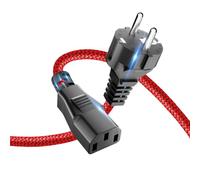 Goalfish - Cavo di alimentazione universale per dispositivi a freddo a 3 poli, 1 m in nylon intrecciato (CEE 7/7 su IEC60320 C13) con VDE per TV, PC, monitor, monitor, stampante, proiettore, ecc