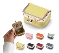Goalintent PU Leather Mini Jewelry Box - 2025 New Mini Travel Jewelry Bag Use Multi-Compartment Layout, Each Piece Has Its Own Cozy Spot - No More Lost Earrings (Yellow)