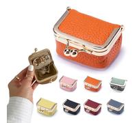 Goalintent PU Leather Mini Jewelry Box - 2025 New Mini Travel Jewelry Bag Use Multi-Compartment Layout, Each Piece Has Its Own Cozy Spot - No More Lost Earrings (Orange)
