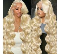 Goalroya Parrucca frontale in pizzo 613 x 6 capelli umani Densità 200% bionda onda del corpo parrucca anteriore in pizzo capelli umani Pre pizzicati per le donne 613 HD Parrucca frontale in pizzo da