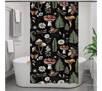 GOAOK Tenda da doccia vintage con funghi e stalla piccola, set di tende da doccia in tessuto per la doccia con motivo magico, streghe, boschi, piante, stile hippie, botanico, floreale, 91,4 x 182,9 cm