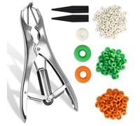 Goat Cas-tra-tion Bander Kit - Elastratore in acciaio inox con 200 fasce di 3 dimensioni e strumento di espansione per la cura umana del bestiame (capre/pecore/vitelli)