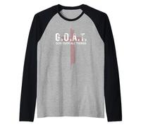 Goat God Over all Things Christian Red Cross Design G.O.A.T. Maglia con Maniche Raglan