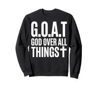Goat God Over all Things Scritta Croce Felpa