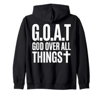 Goat God Over all Things Scritta Croce Felpa con Cappuccio