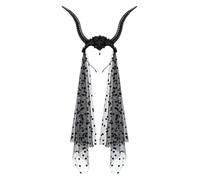 Goat Horns Headband, Gothic Halloween Hair Hoop, Cosplay Veil Hairband, Lightweight Party Accessory, Comfortable Fit Design, Ideal for Masquerade Balls Performances Gatherings 30.31x12.99 Inches