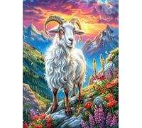 Goat on A Mountain Peak with Flowers Rompicapo 1000 Pezzi Per Appassionati Science Fiction Magical Dream Cartone Riciclato Ecologico Incastro Preciso Per Weekend E Vacanze Edizione Limitata Migliore V