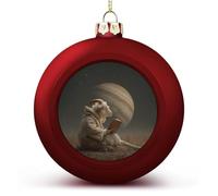 Goat Reading A Book Under The Planet Pallina di Natale Ornamenti Infrangibili Appesi Palline rosse per albero di Natale Decorazione per albero di Natale Vacanze Festa di nozze