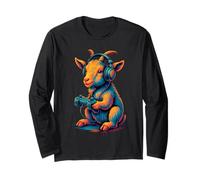 Goat Retro Gamer Vintage Gaming Amante degli animali Maglia a Manica
