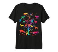 Goat Tree Colorful Goat Mom Goat Dad Goat Girl Maglietta Premium