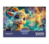 Goat with Colorful Paws, Ship And Butterfly Puzzle Da 1000 Pezzi Sheep Giocattolo Educativo Per Bambini E Adulti 70x50cm/1000pcs