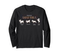 Goat Yoga Quattro Pose di Base Divertente Capra Allungamento Grafico Maglia a Manica