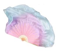 GOBBIS Veils Fan,Velo Danza del Ventre Seta Velo di Seta 1 Paio Colorfu Dancing Veli di Seta Ballerino Ventaglio Corto Colore sfumato 16 "-34" (Color : 71cm, Size : 1pcs Right 1pcs Left)
