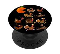 Gobble Til You Wobble Thanksgiving Pumpkin Game Eats Turkeys PopSockets PopGrip Adesivo