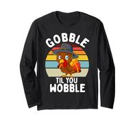 Gobble TIL You Wobble Turchia Famiglia Ringraziamento Bambino Ragazzo Maglia a Manica