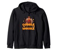 Gobble Till You Wobble Divertente Turchia Ringraziamento Natale Felpa con Cappuccio