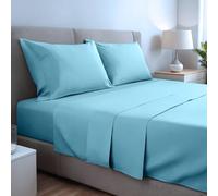 gobedreams Lenzuola Una Piazza e Mezza 135x190 Verde Acqua 4 Pezzi | Set lenzuola con lenzuolo con angoli profondo 40 cm, lenzuolo piano e 2 federe 50x80, morbide tutto l'anno, lavabili a 40º
