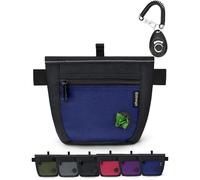 Gobeigo Borsa per cani e clicker per addestramento, due chiusure magnetiche per evitare fuoriuscite, borsa per 2 tazze con dispenser per sacchetti per cacca, cintura in metallo con clip in metallo per