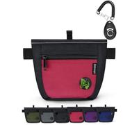Gobeigo Borsa per cani e clicker per addestramento, due chiusure magnetiche per evitare fuoriuscite, borsa per 2 tazze con dispenser per sacchetti per cacca, cintura in metallo con clip in metallo per