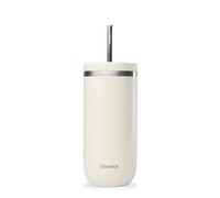 QWETCH - Cold Cup Termico con Cannuccia 600 ml Sabbia - 24h Ghiacciato & 12h Freddo - Acciaio Riciclato, Anti-Schizzi - Perfetto per Bevande Fredde, Bubble Tea e Caffè Freddo