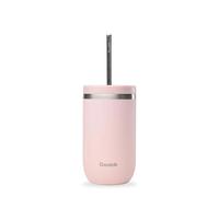 QWETCH - Cold Cup Termico con Cannuccia 470 ml - 24h Ghiacciato & 12h Freddo Rosa Pastello - Acciaio Riciclato, Anti-Schizzi - Perfetto per Bevande Fredde, Bubble Tea e Caffè Freddo