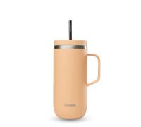 QWETCH - Cold Cup 600ml con manico e cannuccia - 24h Ghiacciato e 12h Freddo - Albicocca - Borraccia isotermica in acciaio inox, tazza thermos caffè