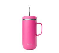 QWETCH - Cold Cup Termico 600ml con Manico e Cannuccia Magenta - 24h Ghiacciato & 12h Freddo - Borraccia Termica in Acciaio Reciclato, Anti-Schizzi - Perfetto per Bevande Fredde e Caffè Freddo