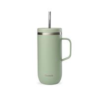 QWETCH - Cold Cup Termico 600ml con Manico e Cannuccia Verde Lime - 24h Ghiacciato & 12h Freddo - Borraccia Termica in Acciaio Reciclato, Anti-Schizzi - Perfetto per Bevande Fredde e Caffè Freddo