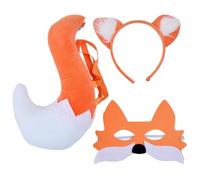 Gobesty Costume da volpe per bambini, 3 pezzi, costume da volpe per bambini, con fascia per capelli, maschera a coda di volpe, per carnevale, costumi di animali, feste di compleanno e come accessorio
