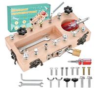 Gobesty Giocattoli Montessori per 3 4 5 Anni, Montessori Set Cacciavite Board Set, Tavola Vite Legno, Busy Board Giocattolo Educativo per Bambini, Giocattoli Sensoriali per la Motricità Fine