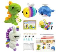 Gobesty Kit Uncinetto Principianti, Carino Uncinetto Set con Accessori, DIY Crochet Kit per Adulti e Bambini, Ideale Come Regalo, Hobby Creativi Adulti (Api/Dinosauri/Balene/Unicorni)