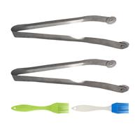Gobesty Pinza per griglia girevole, set di 2 pinze per griglia con ruote, nuova pinza per barbecue in acciaio inossidabile, pinza per carne per barbecue, pinza lunga per girare facilmente il cibo