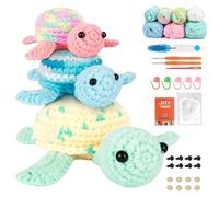 Gobesty Set da 3 pezzi all'uncinetto per principianti, animali, set per crochet, tartaruga, set all'uncinetto con video passo dopo passo, kit per trituratore per adulti e principianti