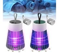 Gobesty Zanzariera Elettrica da Interno, 2 Pezzi Lampada Anti Zanzara, Ricaricabile USB Antizanzare Elettrico Portatile, 360 ° UV Elettrico Anti Zanzara Luce Notturna per Casa, Campeggio, Picnic