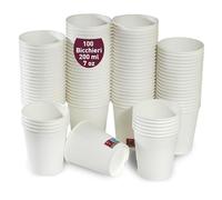 GoBeTree 100 Bicchieri di Cartone Bianco Monouso da Caffè 210ml, Resistenza ed Eleganza per il Tuo Momento Caffè a Casa o in Ufficio
